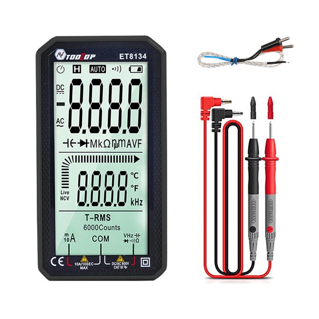 TOOLTOP ET8134 Multímetro de pantalla LCD portátil de 4.7 pulgadas Corriente de voltaje de corriente TOOLTOP Medición de corriente de voltaje CA