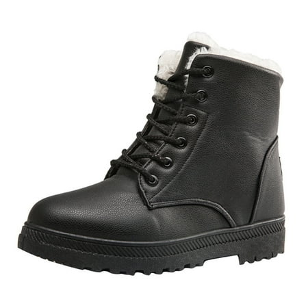 

AnuirheiH Women Boots Winter Snow Boots Keep Warm And Velvet Cotton Shoes Female Student Short Boots Waterproof Clearance
