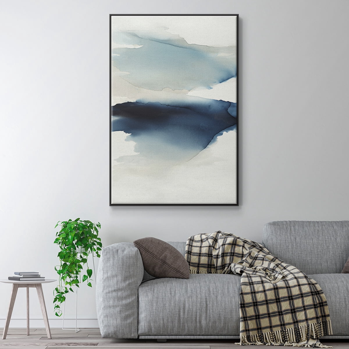 Waves I Framed Premium Gallery Wrapped Canvas - Ready to Hang - 17 x 25 - Black Floating Frame