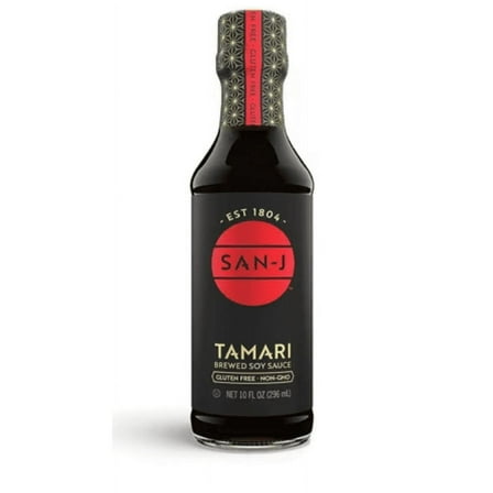 San-J - Gluten Free Tamari Soy Sauce - Specially Brewed - Made with 100% Soy - 10 oz. Bottle