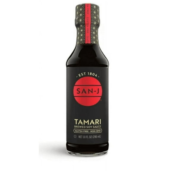 San-J - Gluten Free Tamari Soy Sauce - Specially Brewed - Made with 100% Soy - 10 oz. Bottle