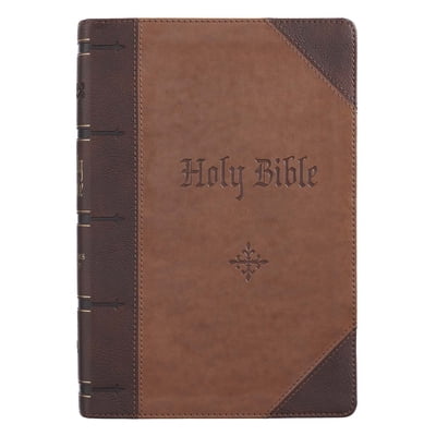Pre-Owned KJV Holy Bible, Giant Print Full-size Faux Leather Red Letter Edition - Thumb Index & Ribbon Marker, King James Version, Two-tone Brown