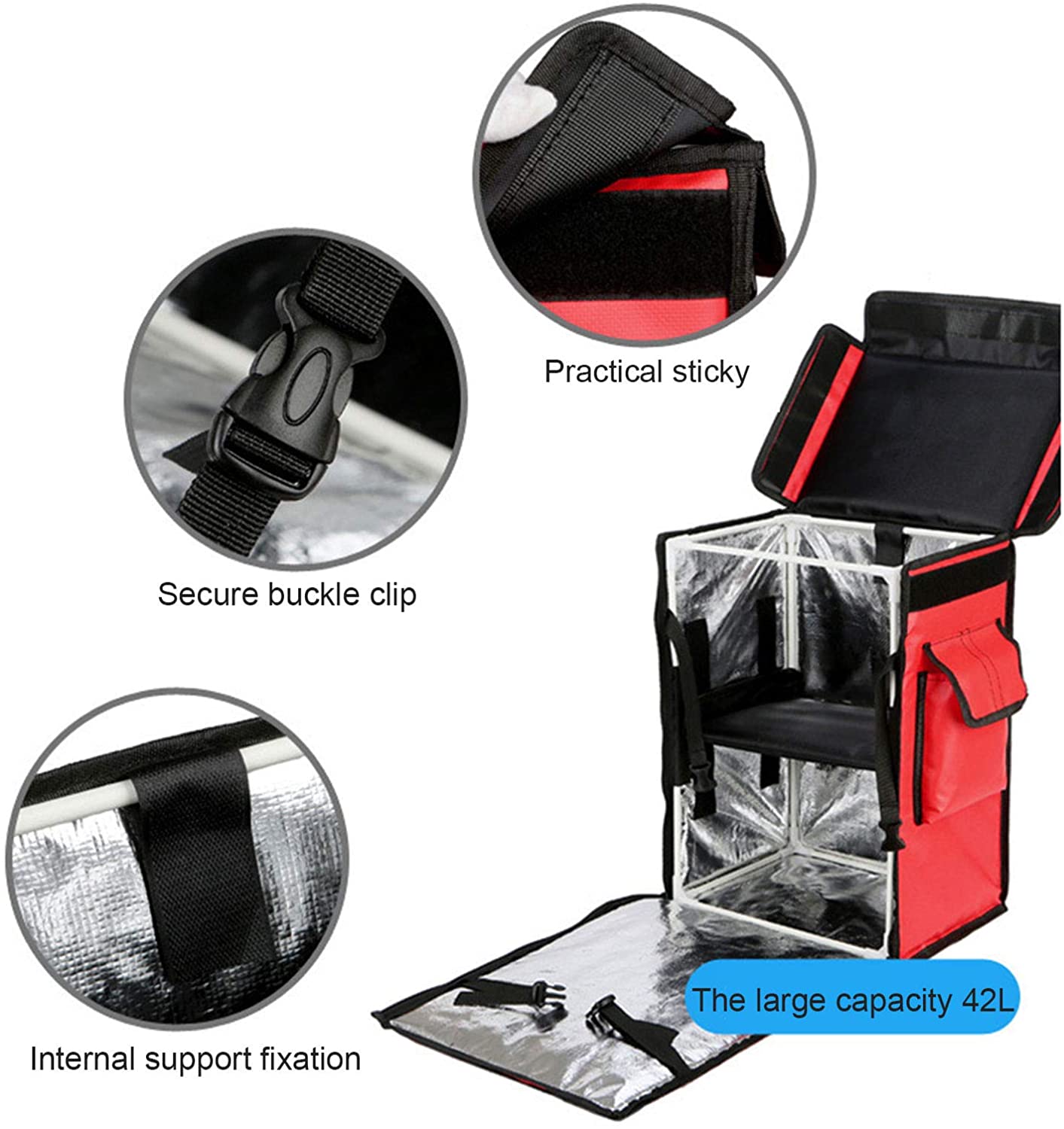 Sac à Dos Isotherme Livraison Repas 40x40x50cm - Étanche Pour Uber Eats, Pizza Chaude Et Nourriture