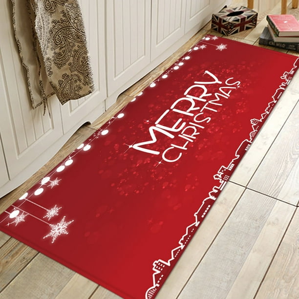 Merry Christmas Kitchen Rug Antislip Rectangular Floor Mat Carpet Rug