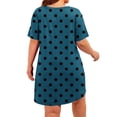 thumbnail image 5 of Spring Summer Dress for Women Ndbuld Women's Summer Oversized Loose Round Neck Short Sleeved Tie Printed Dress Blue XXXXXL, 5 of 7