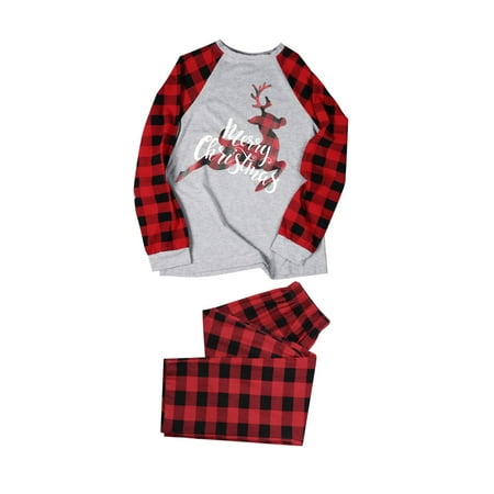 

Christmas Pajamas for Family Parent-Child Outfit Winter Fall For Matching Letter Plaid Printed Long Sleeve Tee Bottom Loungewear Pajama Sets