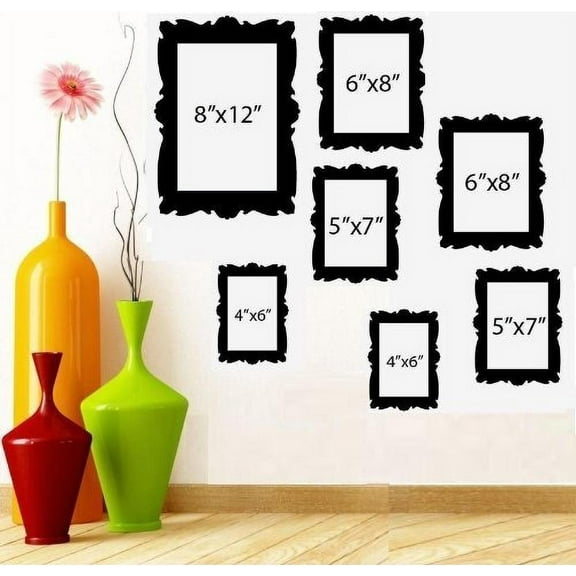 Decal ~ FAMILY TREE PICTURE FRAMES ~ WALL DECAL (1) 8"X 10" (2) 5" X 7" (2) 6"X 8" (2) 4"X 6"