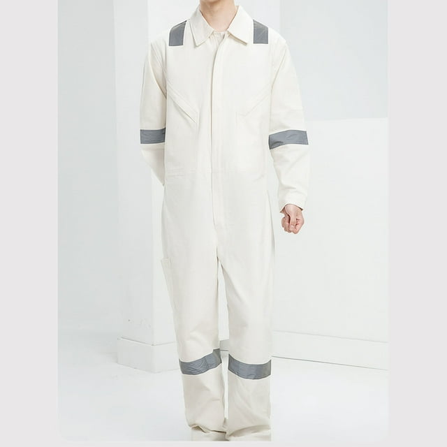 Coveralls for Men, Collared Long Sleeve Work Jumpsuits, Men's Safety Overalls with Multiple Pockets High Visibility Reflective Work Suit