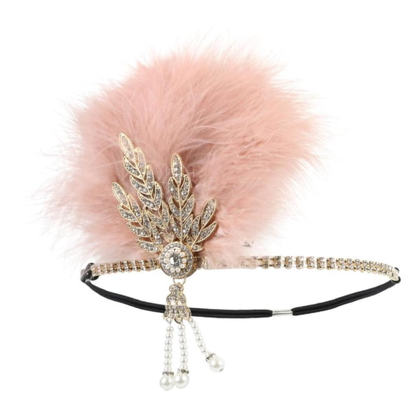 Diadema estilo años 20, estilo flapper, con perlas de strass, ideal para cócteles y fiestas. 14cm