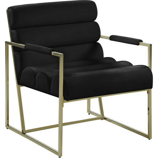 Meridian Furniture Zayne Black Velvet Accent Chair with Gold Iron Frame