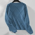 thumbnail image 5 of Amidoa Sequin Womens Sweaters Cutout Long Sleeve Blue Solid Fall Crew Neck Lightweight Sweaters Cardigans for Women L, 5 of 5