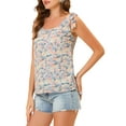 thumbnail image 5 of INSPIRE CHIC Women's Summer Floral Blouse Bow Tie Decor Casual Tank Tops XL Light Blue, 5 of 8