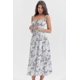 thumbnail image 1 of Print Bustier Sundress Women's Floral Print Sleeveless Ruched Bust Split Thigh Boho Midi Dress!ZZ28, 1 of 5