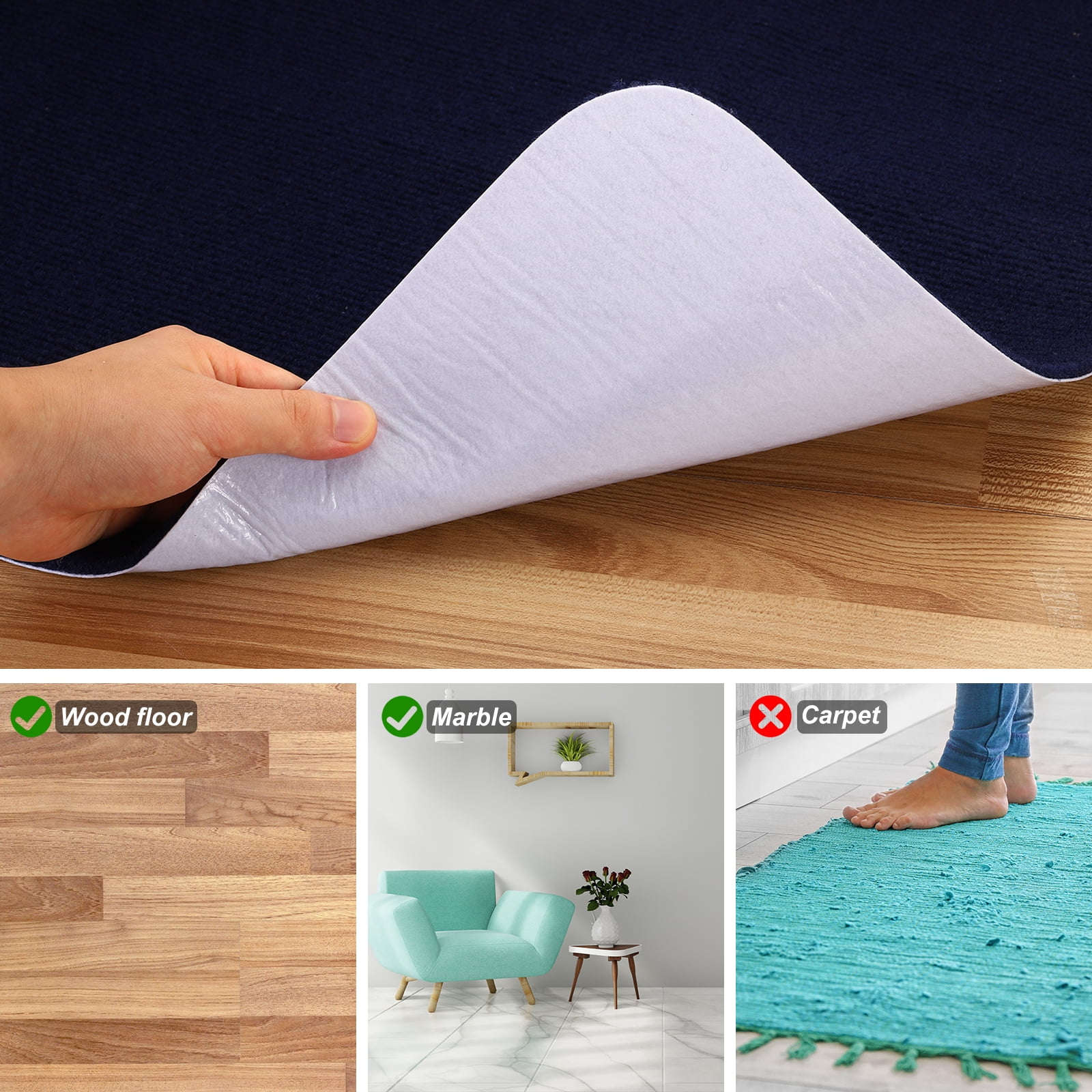Unique Bargains 55" x 35" Office Chair Mat for Floors Multi-Purpose Desk Mat Blue
