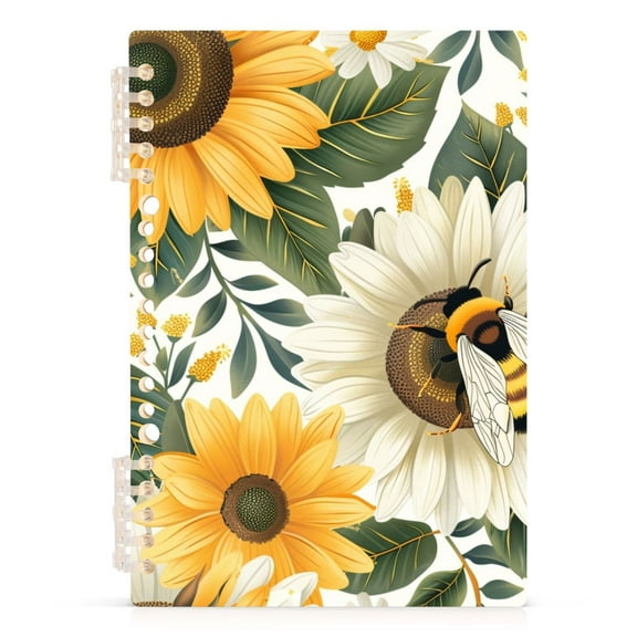 Bee on Sunflowers Spiral Journal Notebook College Ruled Notebook 8.3" x 5.7" A5 Lined Thick Paper Page