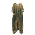 thumbnail image 4 of Uootdi Maxi Dresses for Women Floral Print V Neck Large Patch Pockets Asymmetric Hem Loose Fit Lightweight Summer Dresses Casual Dresses Vacation Style Outfit Gift, 4 of 7