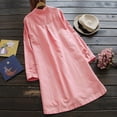 thumbnail image 3 of Fridja Womens Retro Long Sleeve Casual Loose Button Tops Blouse Mini Shirt Dress, 3 of 4