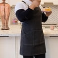 thumbnail image 5 of Delantales de chef para hombres y mujeres con bolsillos grandes, delantal de trabajo ajustable con espalda cruzada de lona, cocina, 5 of 5