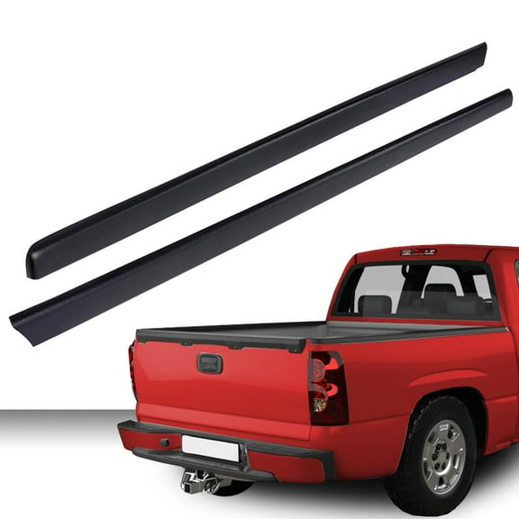 PIT66 2 PCS Truck Side Bed Cap Molding Rail Cover Fit For 99-07 Silverado/Sierra 6.5Ft