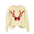 thumbnail image 5 of Ribbed Sweaters for Women Christmas Elk Cardigan Long Sleeve Crew Neck Cardigans Warm Knit Pullover Tops Loose Casual Sweatshirts Basic Winter Outfits, 5 of 8