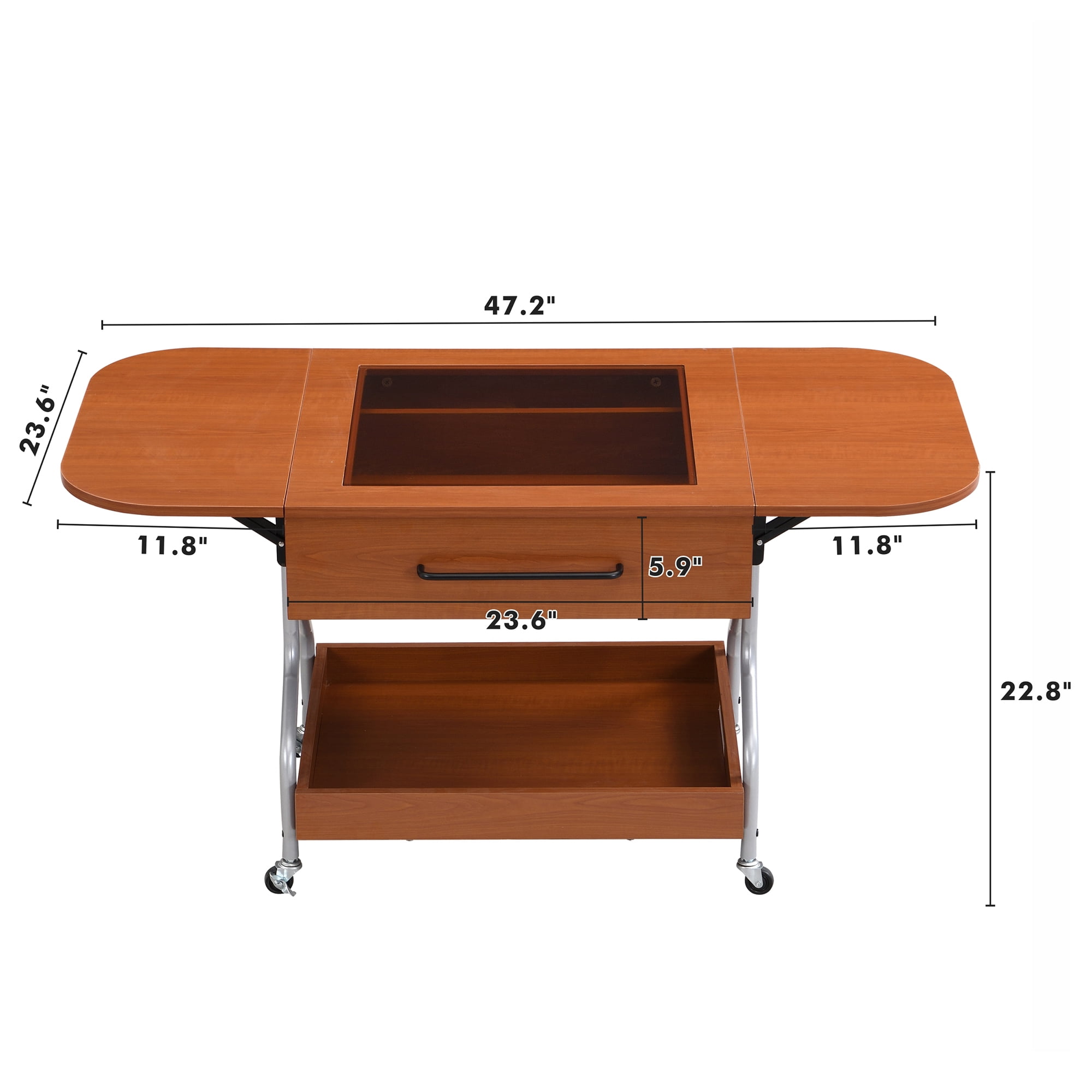 Aukfa Extended Coffee Table with Drawer and Wheels, 2-Tier Central Table Converts to Dining Table for Living Room