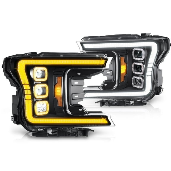 DNA Motoring For 18-20 F150 Switchback LED Sequential Projector Chrome Headlights Lamps Pair
