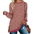 thumbnail image 2 of MuZeFu Womens Casual Plus Loose Solid Long Sleeved V-Neck Tops, 2 of 6