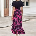 thumbnail image 6 of 2026 ! JINMGG Summer Dresses 2026, Dresses for Women 2026 Summer Dresses for Women Short Sleeve V Neck Boho Floral Print Tie Waist High Low Ruffle Cocktail Maxi Dress Hot Pink S, 6 of 7