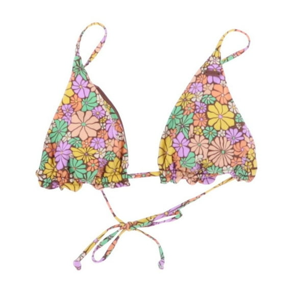 Roxy Womens Bathing Suit Top Triangle Multi Floral Large New