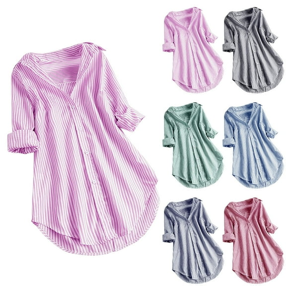 Womens 3/4 Sleeve V Neck Tunic Long Casual Top For Leggings Comfortable Blouse