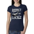 thumbnail image 2 of Wild Bobby Respect The Locals Save Our Oceans Whale Animal Lover Women Slim Fit Junior Tee, Navy, XX-Large, 2 of 6