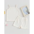 thumbnail image 2 of FEORJGP Kids Girls Summer Basic Shorts Set Toddler 6M 1T 2T 3T 4T 5T Infant Sleeveless Camisole Waffle Vest Tops with Elastic Shorts Little Girl Solid Color Casual 2-piece Outfit, 2 of 9