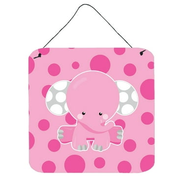 Elephant with Pink Polkadots Wall or Door Hanging Prints