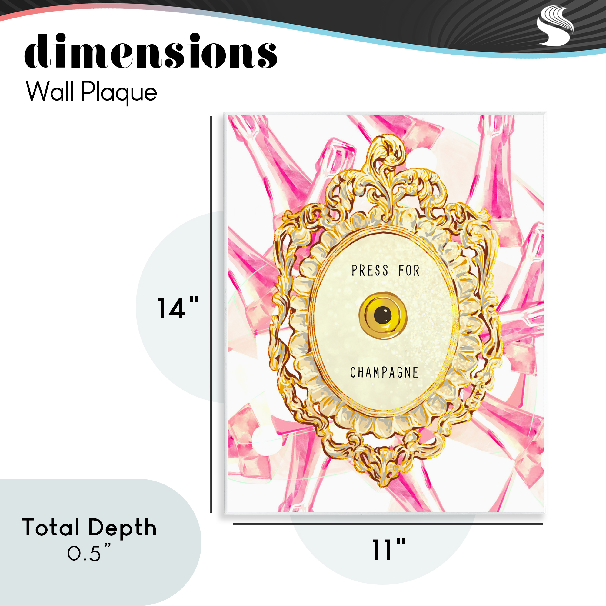 Champagne Doorbell with Pattern Wall Plaque Art, design by Ziwei Li