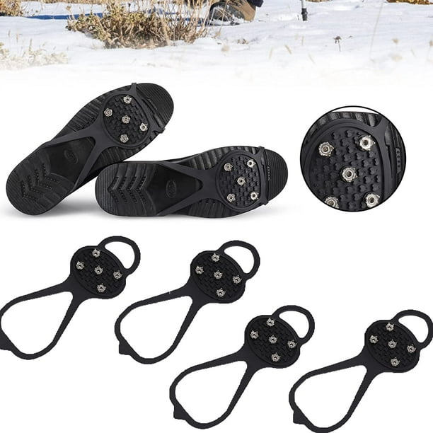 Tacos de tracción Antideslizantes Pinchos, Crampones para Botas de Senderismo 2 Pares con 10 Pinchos Antideslizantes, Tacos de Hielo para Zapatos y Botas para Escalada, Pesca en Hielo, Senderismo Shuxiu Wang 8390615159333