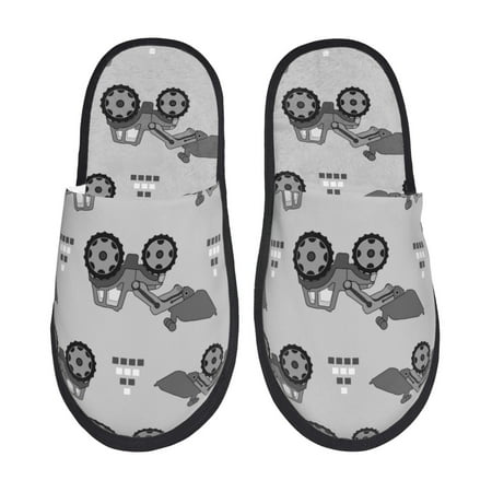 Balery Gray Tractor Slient Indoor Furry Fleece Comfort House Shoes Soft Non-Slip Home Shoes Cotton slippers House Slippers-- Medium