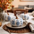 thumbnail image 5 of Vintage Floral Cloth Pumpkin Decoration, Soft Fabric Pumpkin Shelf Ornament, Modern Farmhouse Tabletop Pumpkin Decor for Home Party Display, 5 of 6