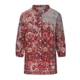 thumbnail image 4 of Pompotops Mode Femme Ample Col en V Manches 3/4 Imprimé devant Bouton Cardigan Chemise Hauts T-shirt Liquidation, 4 of 6