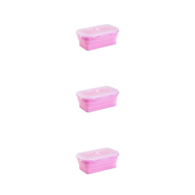 Baohd Silica Gel Convenient And Stylish Solution For Quick Lunch Break With Multiple Colors And Specifications To Choose pink 800ml 3Set
