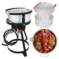 Zimtown 10QT Fish Fryer Turkey Fryer Outdoor 2 Piece Set Propane Boil Pot Outdoor Cooking 55000BTU