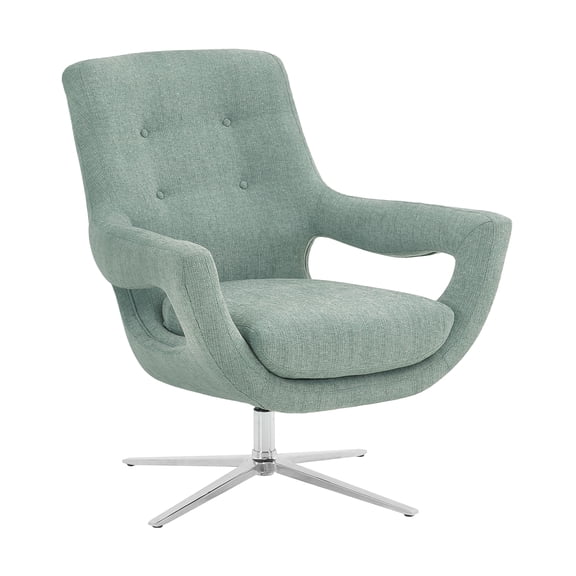 Armen Living Madrid 26" Faux Leather Swivel Counter Stool in Blue/Steel