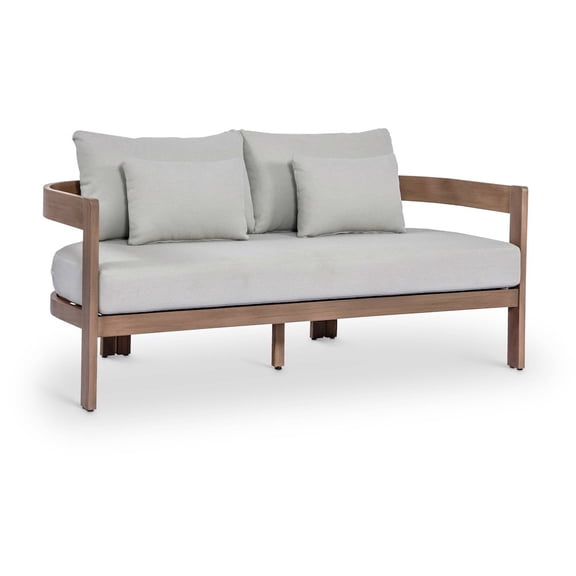 Meridina Furniture Newport 65" Grey Water Resistant Fabric Upholstered Outdoor Patio Loveseat