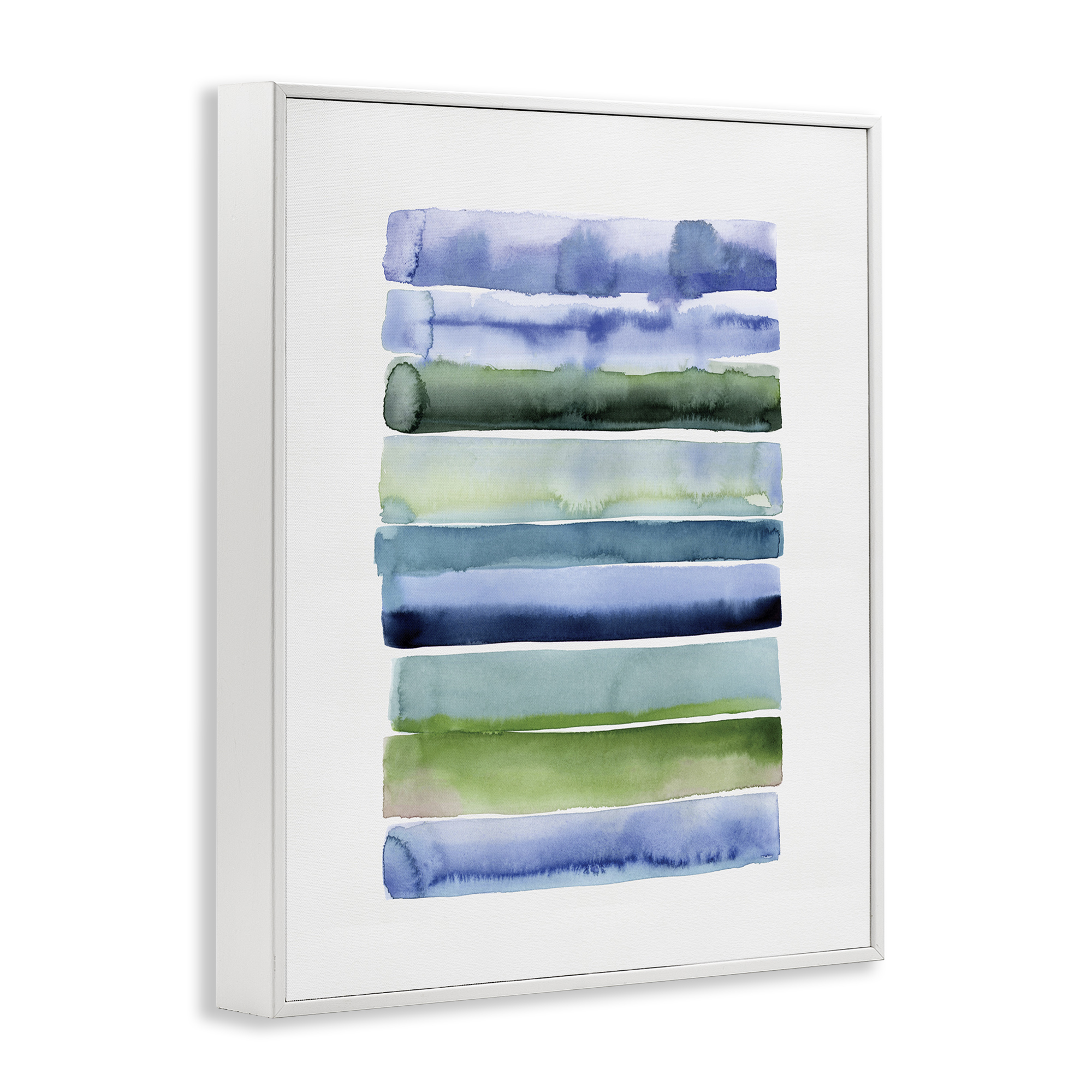Stupell Industries Green & Blue Ombre Stripes Abstract Painting White Framed Art Print Wall Art, 11 x 14