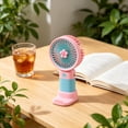 thumbnail image 5 of Cute Handheld Mini Fan Portable Rechargeable Small Fan with Floral Design, USB Charging, Built-in Stand, Ideal Gift for Summer Outdoor Use, 5 of 5