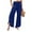 Dark Blue, variant on Women’s Wide Leg Smocked Waist Ruffle Hem Pants Loose Fit Lightweight Summer Trousers Casual Boho Style Flowing Design Saffron L