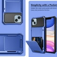 thumbnail image 4 of Armor Case for iPhone 14 Plus, Hidden Card Slot Flip Back Rugged PC Soft TPU Hybrid Heavy Duty Shockproof Cover Military Grade Lens Protection Anti-Impact Non-Slip Dual Layers Case,Blue, 4 of 6