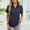 Navy, variant on NTACZA Short Sleeve Tops for Women V Neck Business Casual Polos with Pocket Loose Fitting Eyelet Lapel Women Shirts L