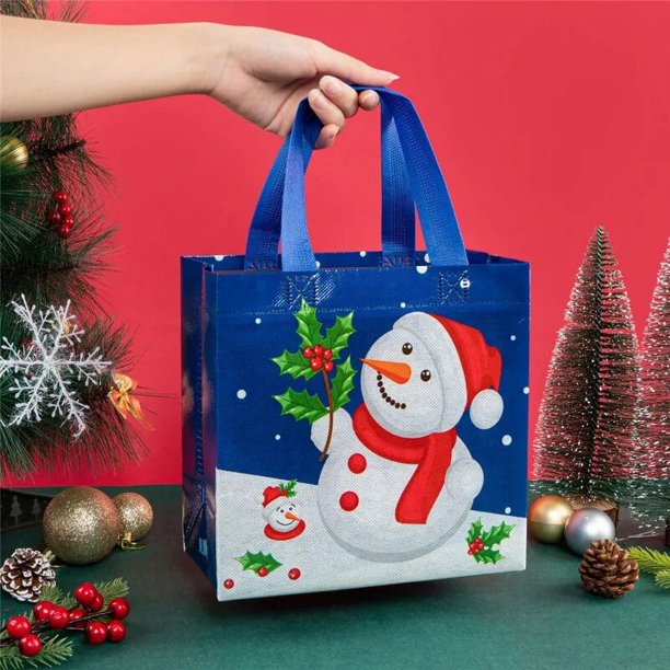 StoBag-bolsas de tela no tejida para Navidad, embalaje de regalo de dulces, Papá Noel, recuerdos de fiesta de Feliz Año, 4 piezas/1 lote