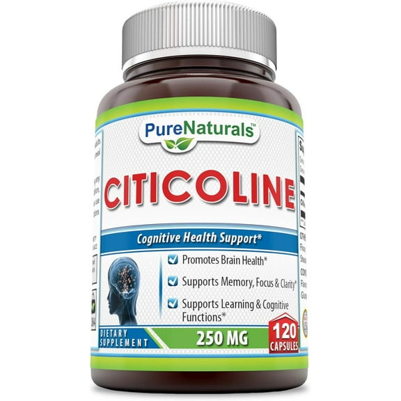 Pure Naturals Citicoline 250 mg 120 Capsules Supplement | Non-GMO | Gluten Free | Made in USA