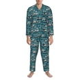 thumbnail image 3 of Lsque Modern Excavator Pattern Long Sleeve Pajama Set for Men - Soft 2-Piece Sleepwear and Loungewear Set with Pockets, Comfy Nightwear-Medium, 3 of 7